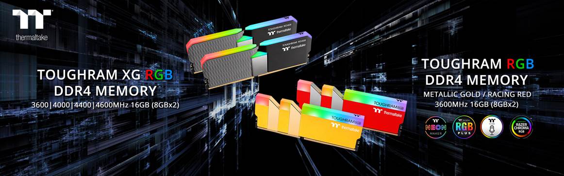 Thermaltake Releases High-End TOUGHRAM XG RGB Memory Kits with 16 LEDs and TOUGHRAM RGB in New Colors