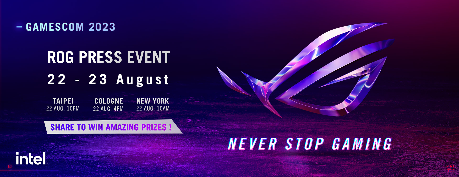 ASUS Republic of Gamers Reveals Never Stop Gaming Event at Gamescom 2023