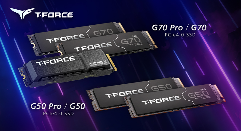 TEAMGROUP Announces New Gaming SSD Series: the T-FORCE G70 PRO / G70 and G50 PRO / G50 PCIe 4.0 SSDs Brand New Cooling Solutions for a Variety of Applications